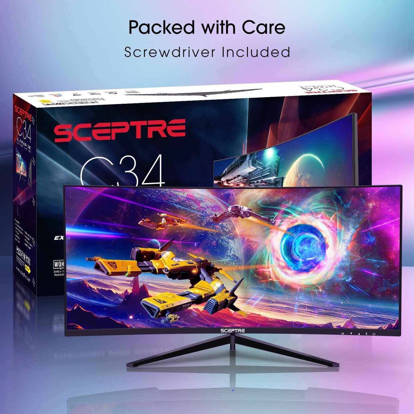 Sceptre 30-Inch Curved 21:9 Ultra Wide Gaming Monitor - 2560x1080, 200Hz, HDMI/DisplayPort, Built-In Speakers, Sleek Metal Black (C305B-200UN1)