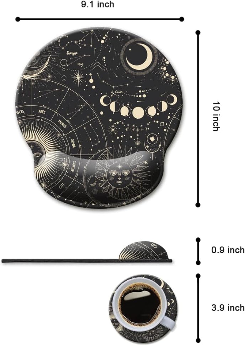 Ultimate Comfort Ergonomic Moon Phase Gel Mouse Pad with Wrist Support - Non-Slip Base for Pain Relief and Enhanced Laptop Use