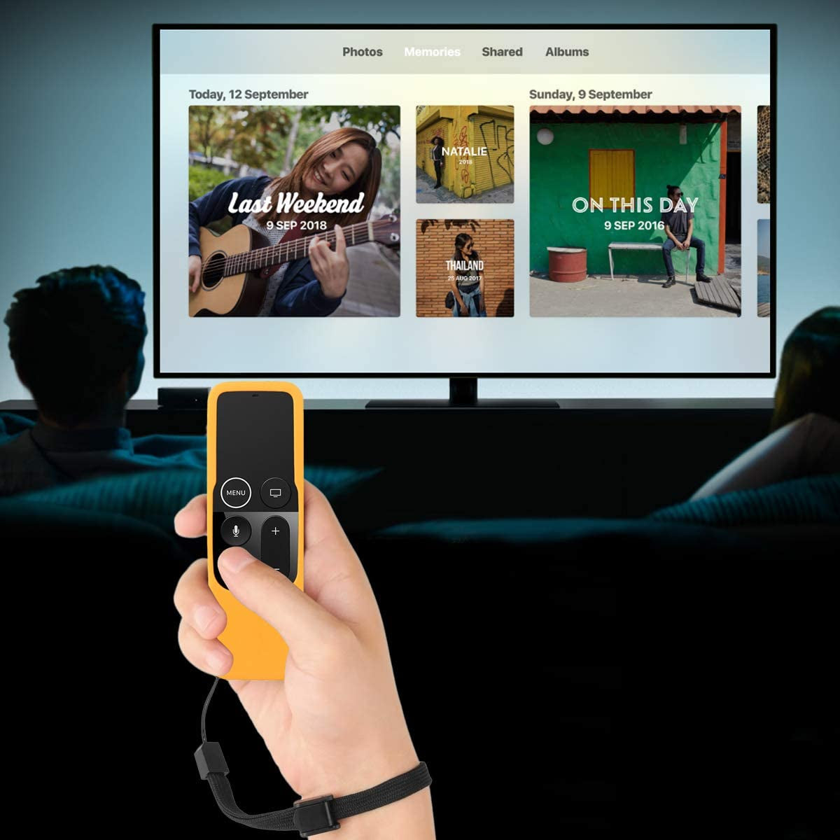 Pinowu Silicone Shockproof Sleeve Case for Apple TV 4K Remote Control - 2 Pack (Orange & Turquoise) - Lightweight & Compatible Design