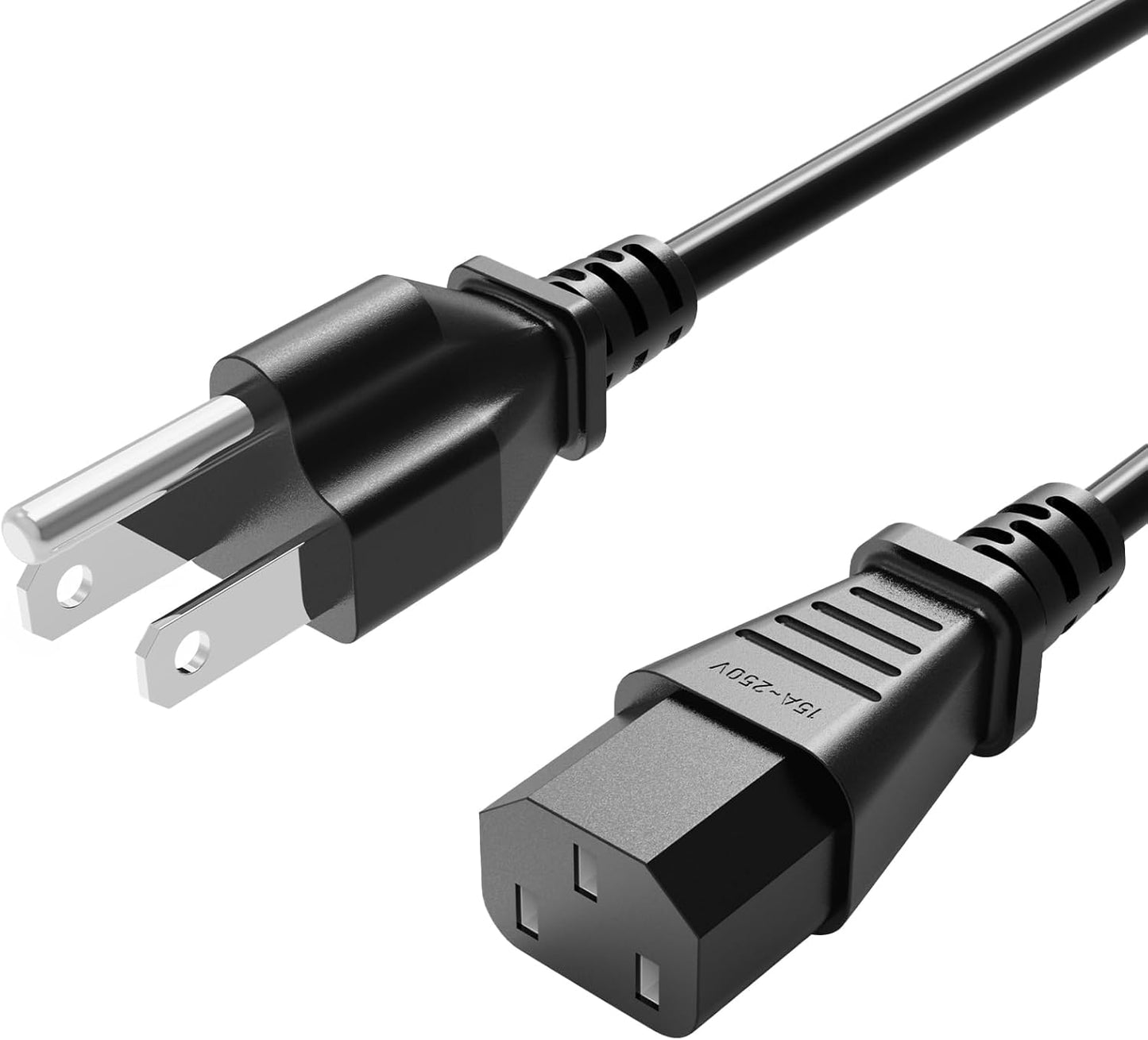 10FT 18 AWG Power Cable - NEMA 5-15P to IEC320C13 Replacement Cord for Computer Monitors & TVs - Durable 3 Prong Design