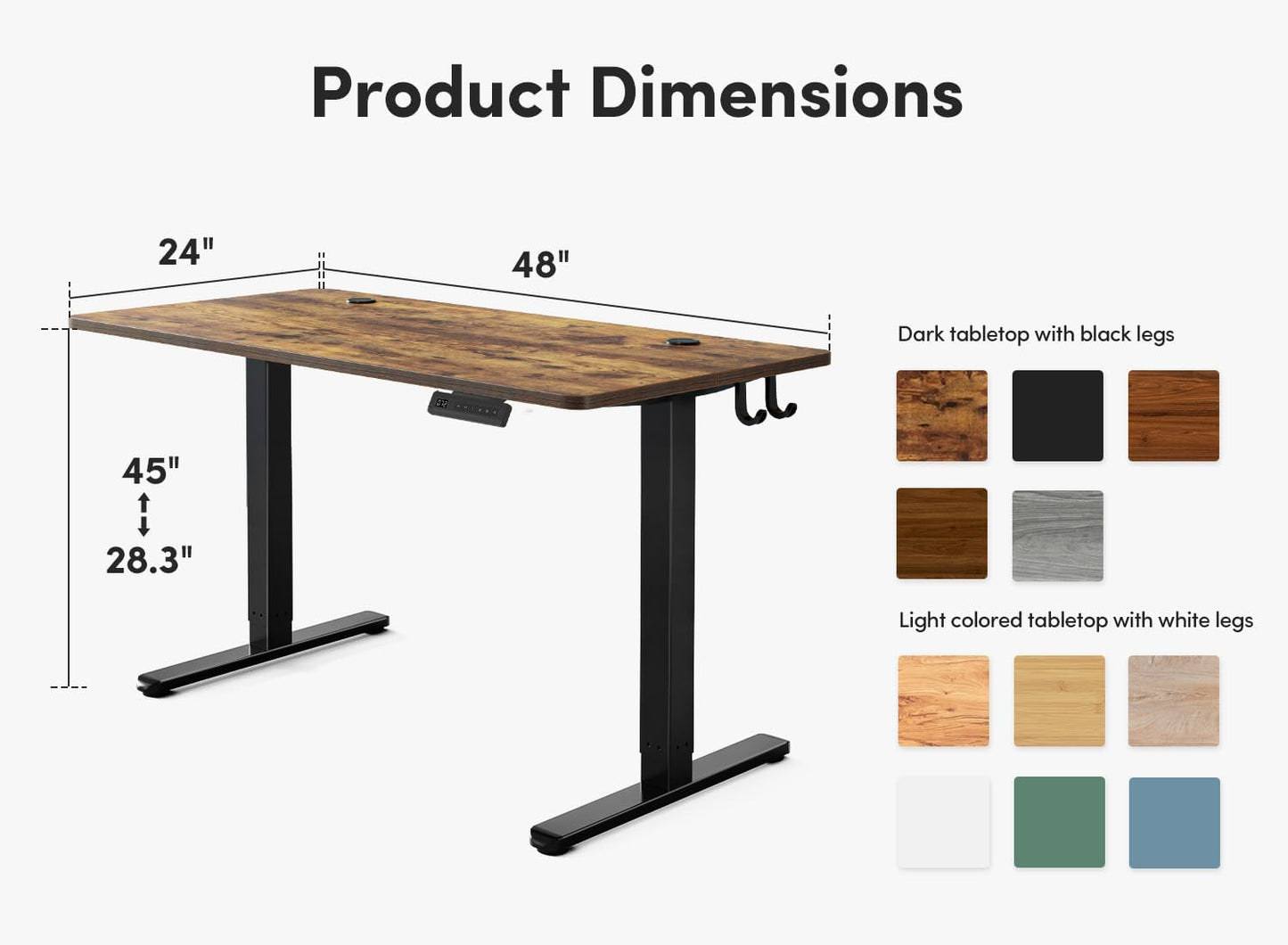 FEZIBO Height Adjustable Electric Standing Desk - 48x24 Inches Rustic Brown Sit-Stand Home Office Solution