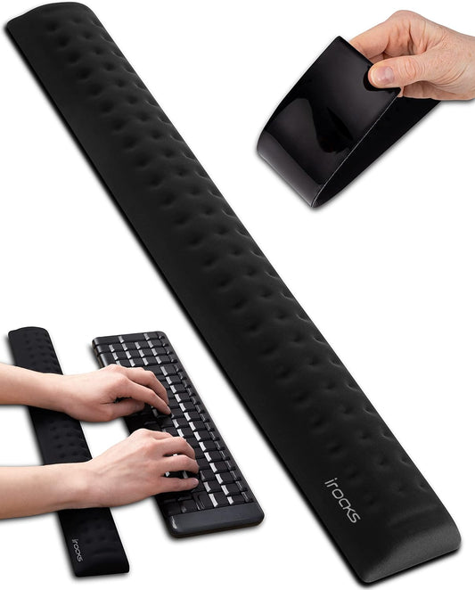 I-Rocks Ergonomic Memory Foam Wrist Rest - Ultimate Comfort & Pain Relief - Non-Slip Base for Work, Study, & Gaming - Cooling Design in Black