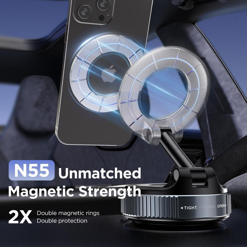 MSXTTLY Upgraded Vacuum Magnetic Car Phone Holder, Suction Cup 360° Rotating, Portable Stand for Car/Home/Office, Fit for All Iphone Iphone 11 and Above