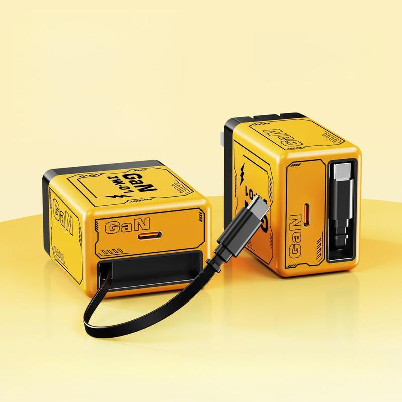 4 1 Charging Cable 120W Gan Charger Fast Charging,Retractable Phone Charger Wall Plug with Lightening and Type-C Cables,For Iphone16/15/14/13/12/11 Series, Galaxy S25 24,Android and More Smartphone Cellphone Electronic Chargers