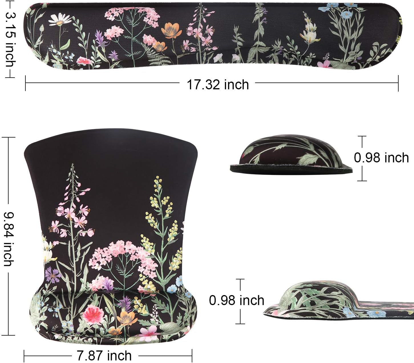 Enhance Comfort with Icasso Memory Foam Mouse Pad and Keyboard Wrist Rest - Relieve Wrist Pain for Effortless Typing (B-Weeds)