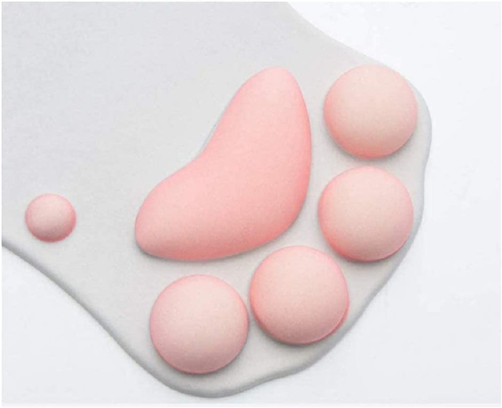 Ergonomic Cat Paw Mouse Pad with Soft Silicone Wrist Support - Non-Slip Design for Gaming & Office (Gray/White)