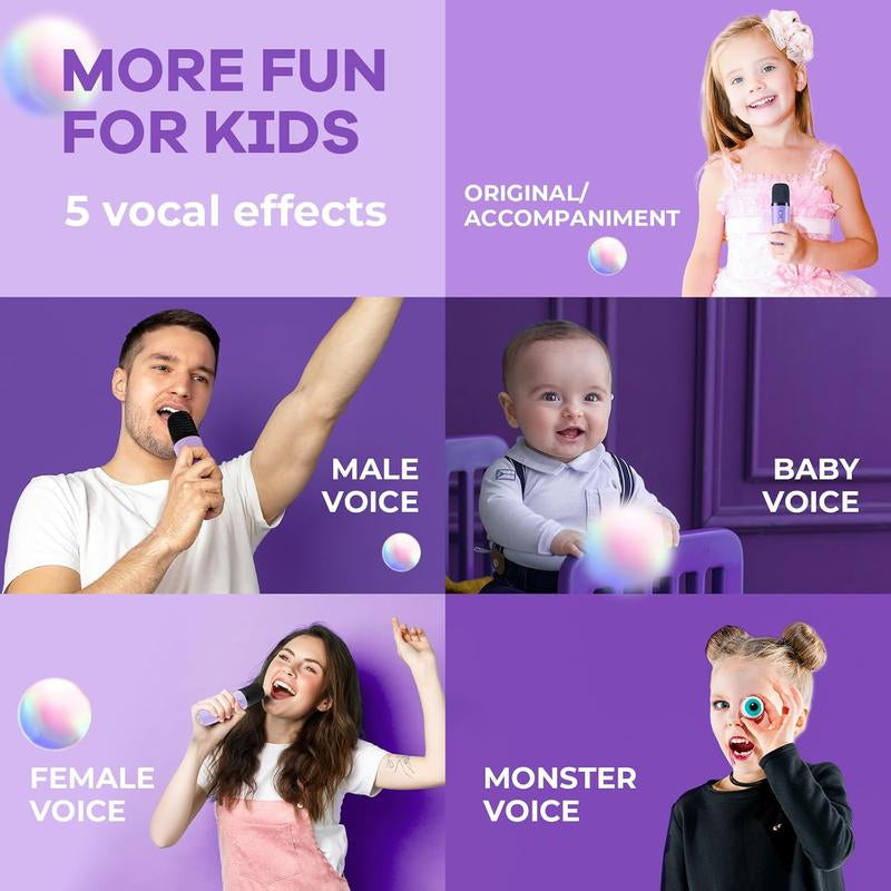Mini Karaoke Machine for Kids Adults, Portable Bluetooth Speaker with 2 Wireless Microphones,Toys Birthday Gifts for Girls Ages 4, 5, 6, 7, 8,9,10,11,12+ Family Home Party, Birthday Party