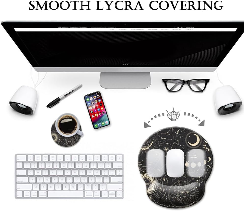 Ultimate Comfort Ergonomic Moon Phase Gel Mouse Pad with Wrist Support - Non-Slip Base for Pain Relief and Enhanced Laptop Use