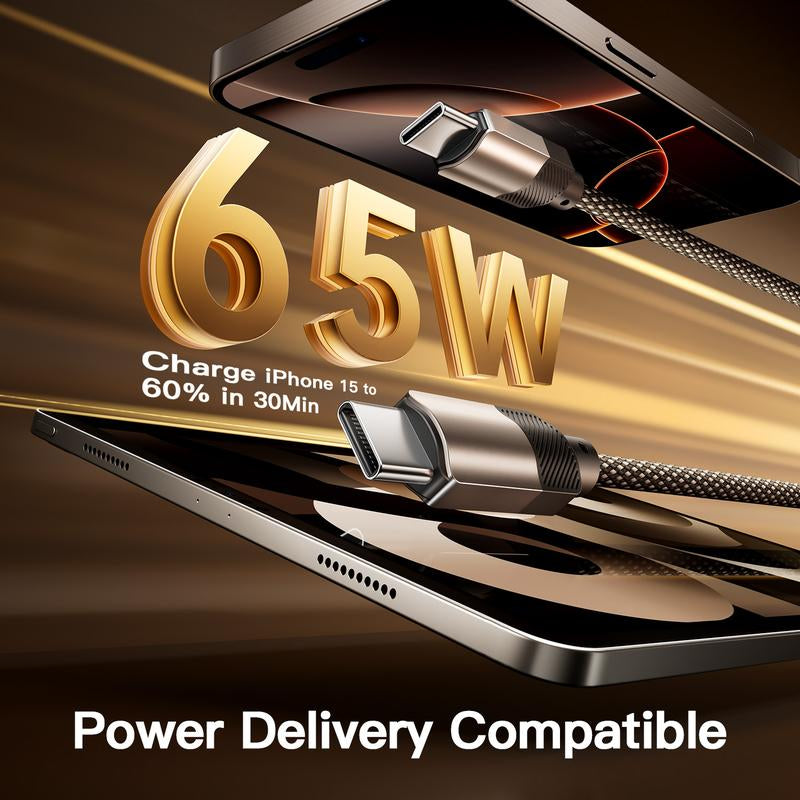 Fast Charge Magnetic Charging Cable with USB A, Type C, Lightning60W Fast Charging Anti-Tangle for Iphone 16/15, Ipad Pro, Samsung and Laptops