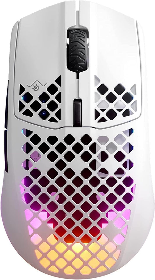 SteelSeries Aerox 3 Wireless - Ultra-Lightweight RGB Gaming Mouse with 18K DPI Sensor - Water-Resistant Design in Snow White