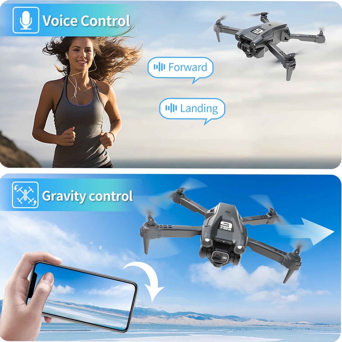 RC Drone with HD Camera, Foldable Quadcopter, Dual Batteries, 30-Min Flight, Altitude Hold, Gesture Control