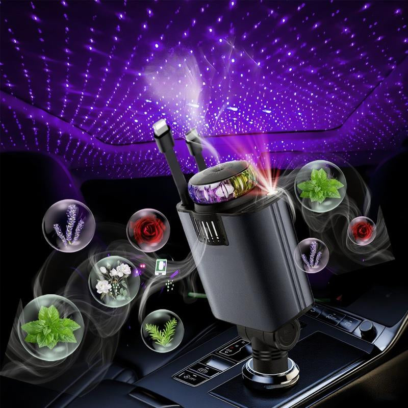 Retractable Car Charger USB C Fast Charging 120W, Caraccessories Cigarette Lighter Adapter with Aromatherapystarlight/Air Freshener , Car Charger Iphone16 15 14 13 12 11 Essentials Giftfor Travelers, Men, Women