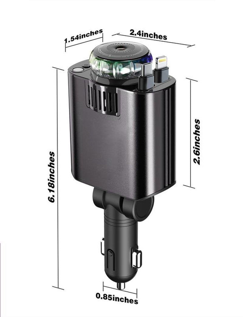 Retractable Car Charger USB C Fast Charging 120W, Caraccessories Cigarette Lighter Adapter with Aromatherapystarlight/Air Freshener , Car Charger Iphone16 15 14 13 12 11 Essentials Giftfor Travelers, Men, Women