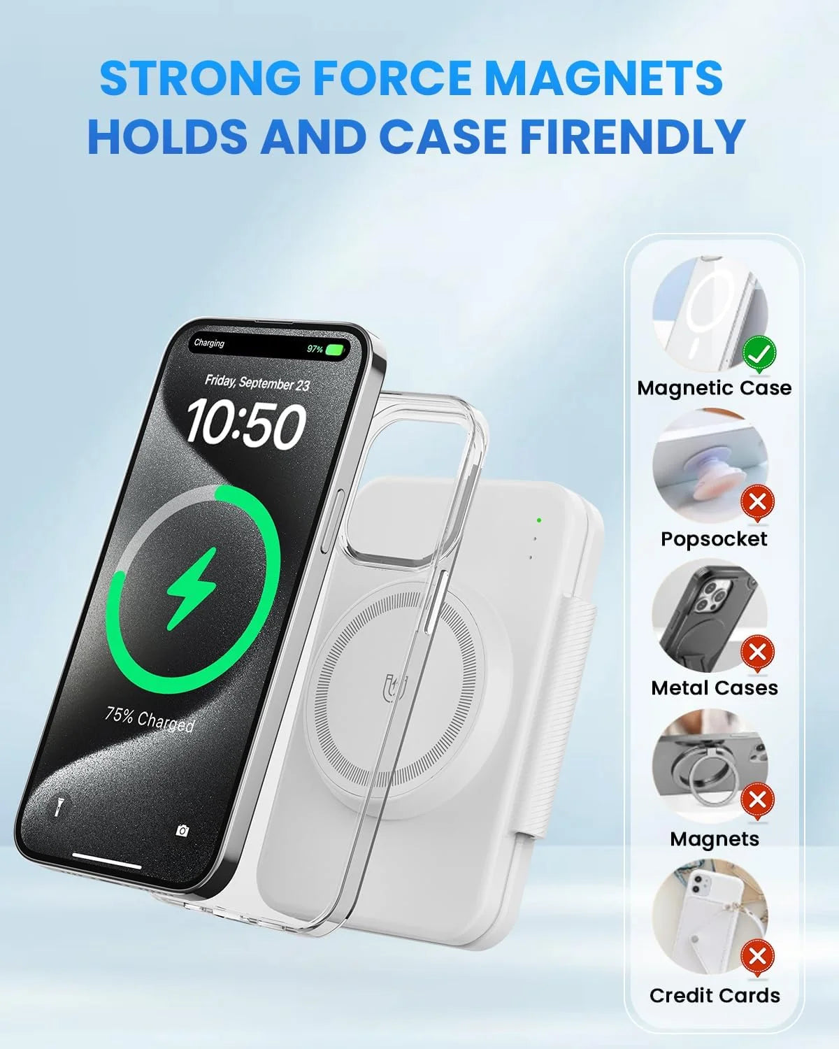 3-in-1 Wireless Charging Station Stand - Magnetic Foldable Charger for iPhone 15/14/13, AirPods Pro/3/2, and Apple Watch 2-9/SE/Ultra