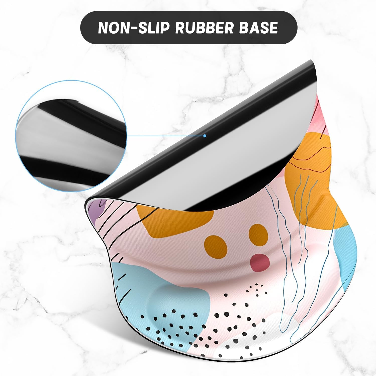 Ergonomic Mouse Pad with Gel Wrist Support - Comfort & Pain Relief for Office Use, Stylish Art Pattern (8.7 x 7.2 Inches)