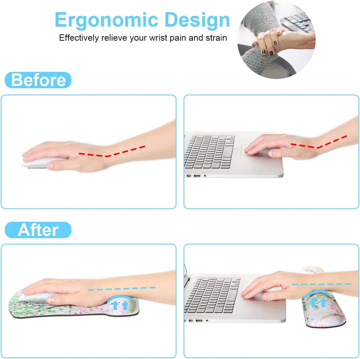 Ergonomic Peony Flower Mouse Pad & Memory Foam Wrist Rest Set – Ultimate Comfort & Pain Relief for Easy Typing
