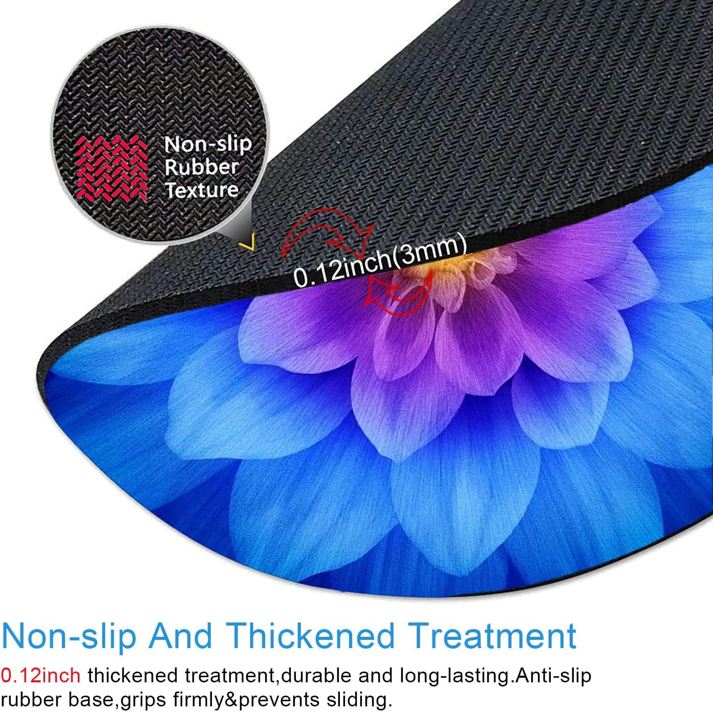 Vibrant Blue Watercolor Lotus Flower Round Mouse Pad - Stylish Non-Slip Rubber Base for Women, Perfect 7.9 Inch Personalized Mousepad for Laptop & Computer