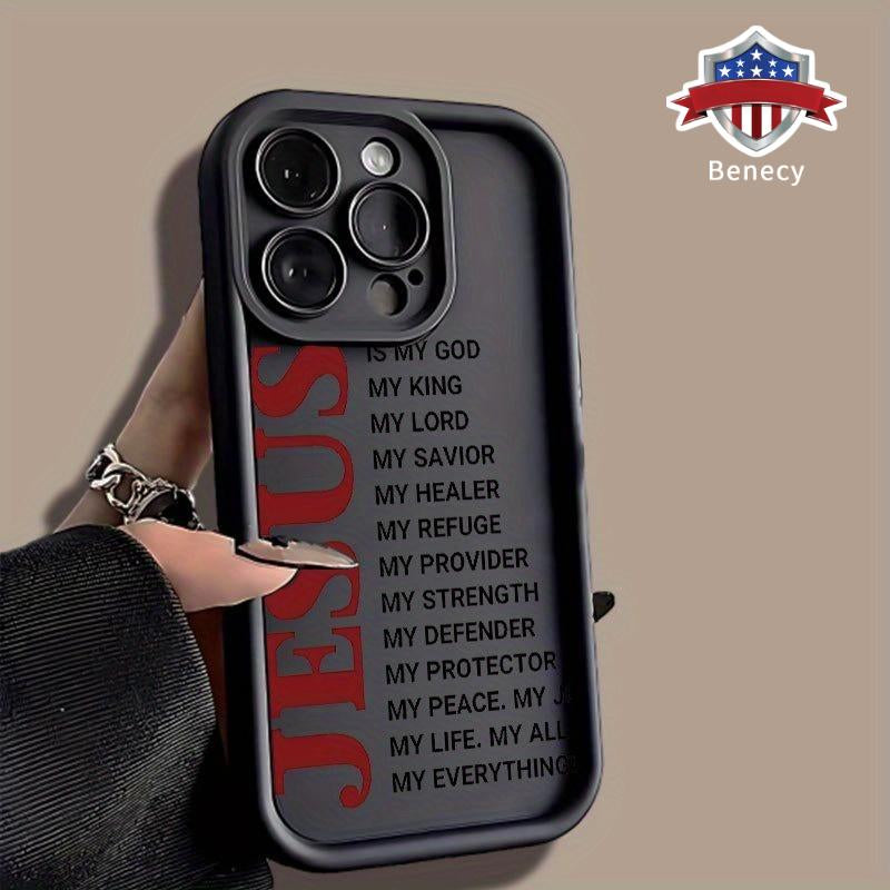 Phone Case for Iphone 16 Pro Max 15 plus 14 13 12 11 XR XS E Vtrendy Jesus Christian Pattern Shockproof Silicone TPU Bumper Drop Protection Cover