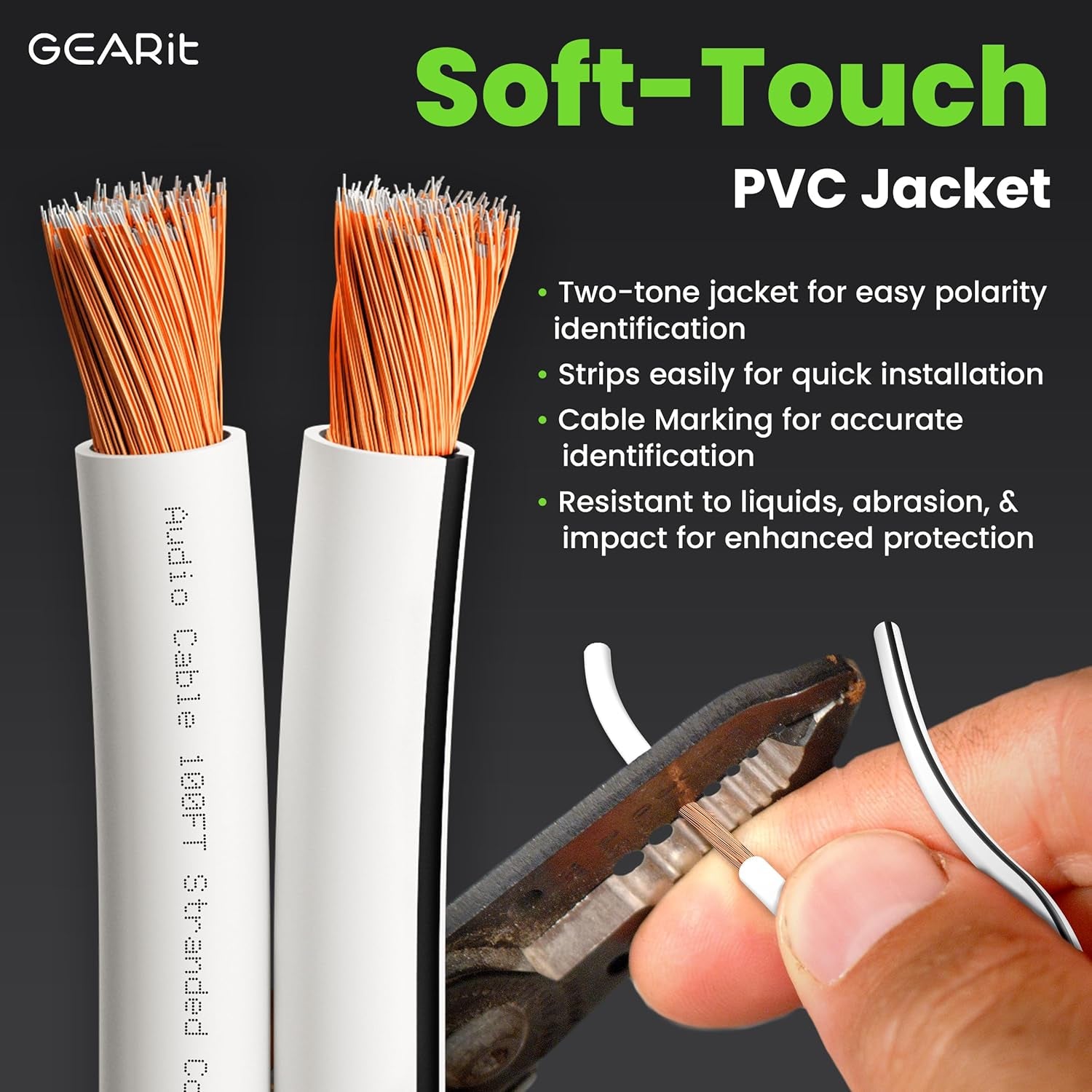 Gearit Pro Series 12 AWG Speaker Wire - 50 Feet of High-Quality Cable for Home Theater and Car Speakers - Premium White Design