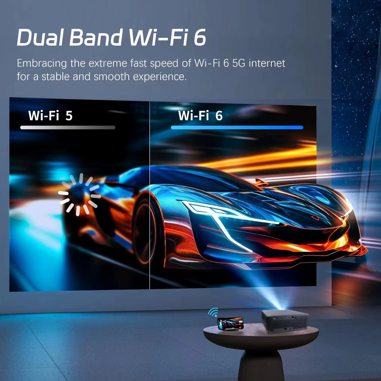 C4 PRO 1080P Full HD 4K Smart Projector - 1200 ANSI Home Theater Experience with 32GB Storage