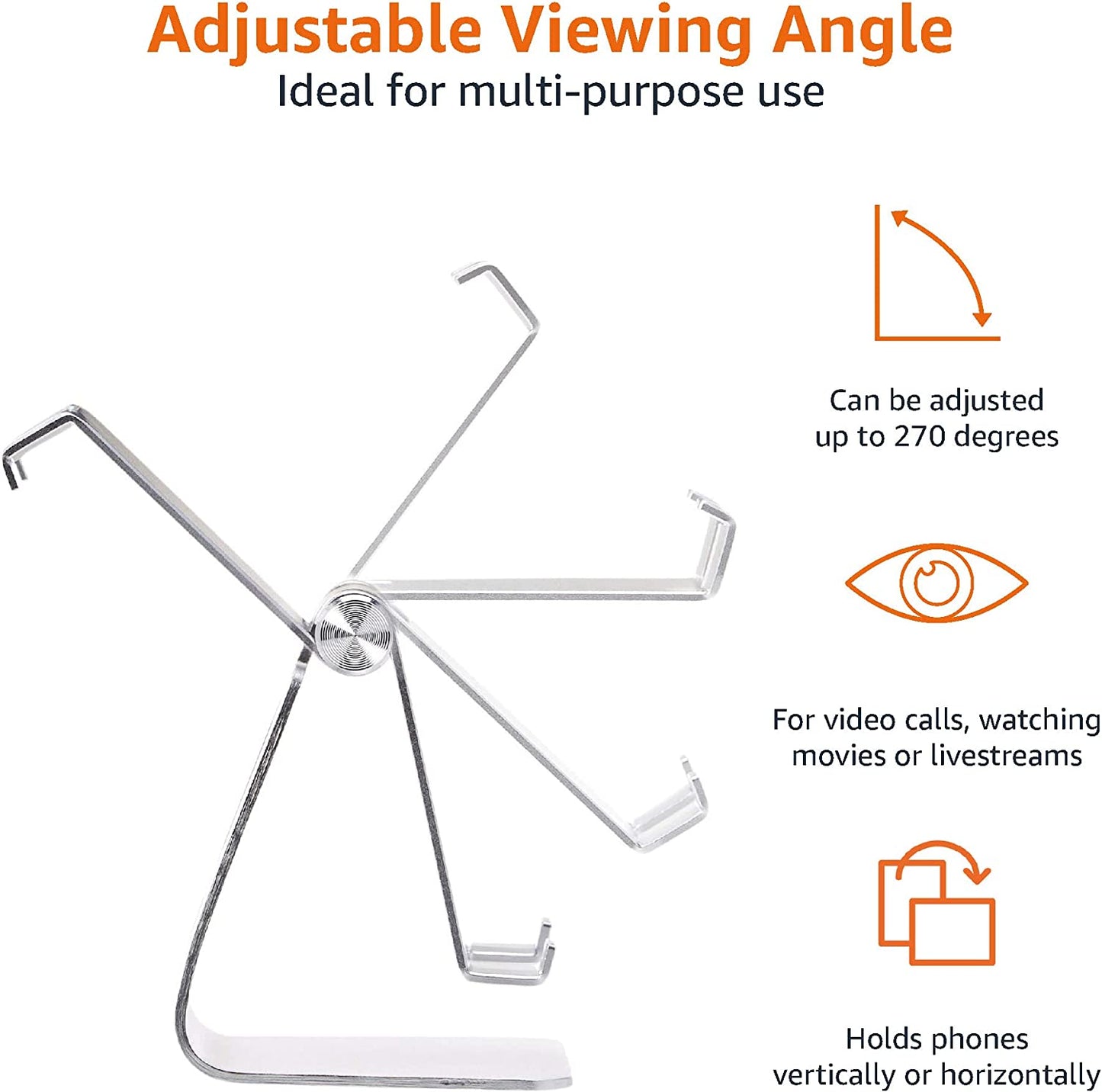 Sleek Adjustable Aluminum Phone Stand for iPhone & Android - Compact Silver Design, Perfect for Any Space!