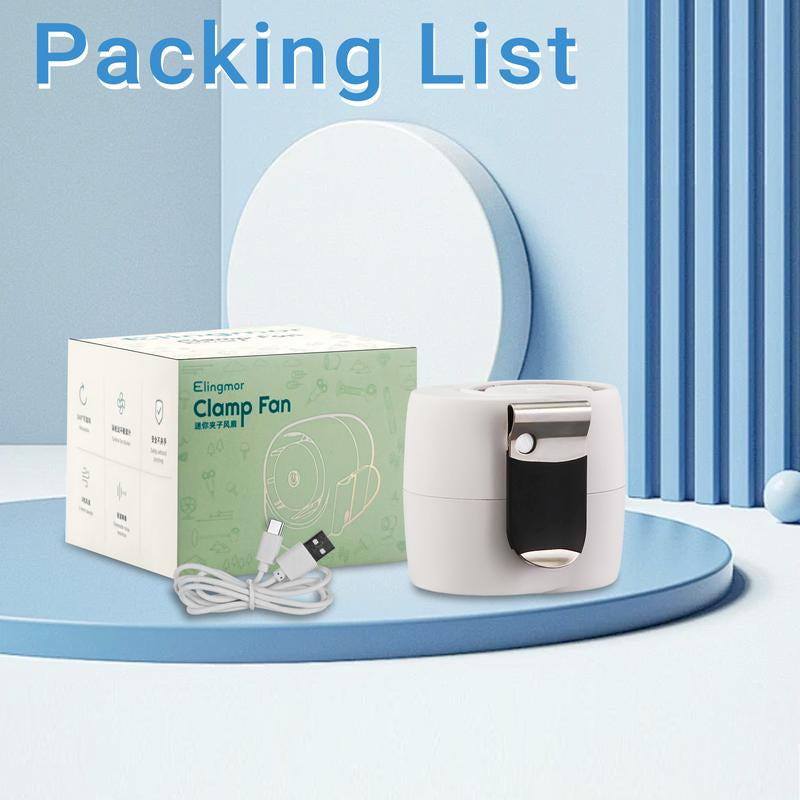 Portable Clip Mini Fan, 1600Mah Battery ,Turbo Handheld Cooling Fan Wearable Cooling Hat/Shirt/Belt Fan,Adjustable 3 Speed USB Rechargeable for Home Outdoor Camping Fishing (Summer Gift)