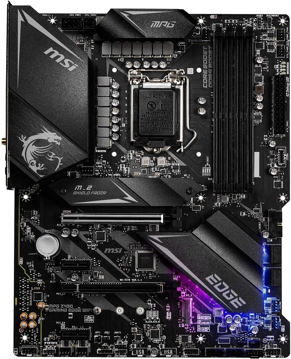 MSI MPG Z490 GAMING EDGE WIFI ATX Motherboard - Unlock Gaming Power with 10th Gen Intel, Dual M.2, Wi-Fi 6, and Mystic Light RGB!