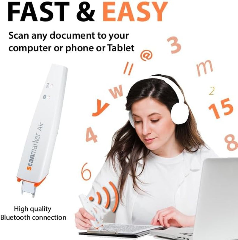 Scanmarker Air: The Ultimate Electronic Translation & Reading Pen for Students, Professionals, and Dyslexia – Compatible with Mac, Windows, iOS & Android (White)