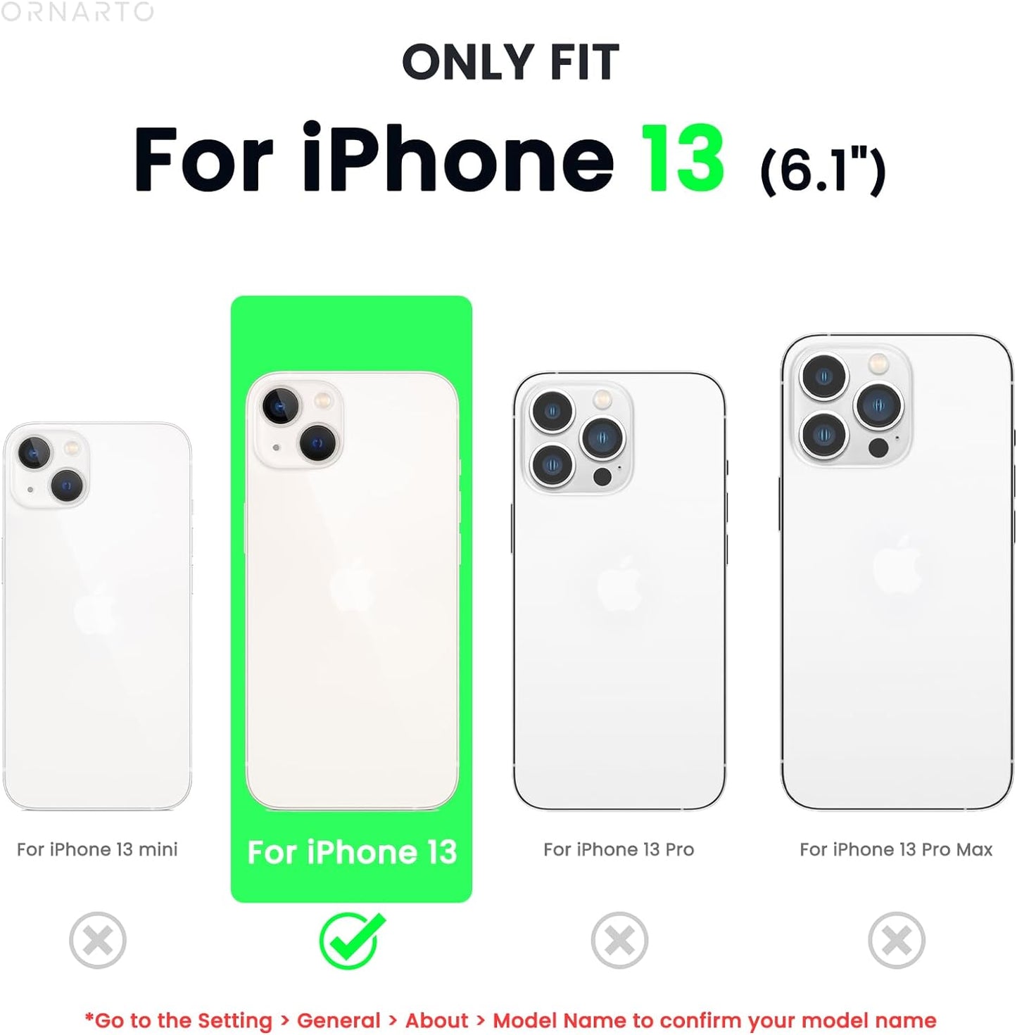 ORNARTO Black Shockproof Liquid Silicone Case for iPhone 13 - Ultimate Drop Protection & Stylish Design (6.1 Inch)