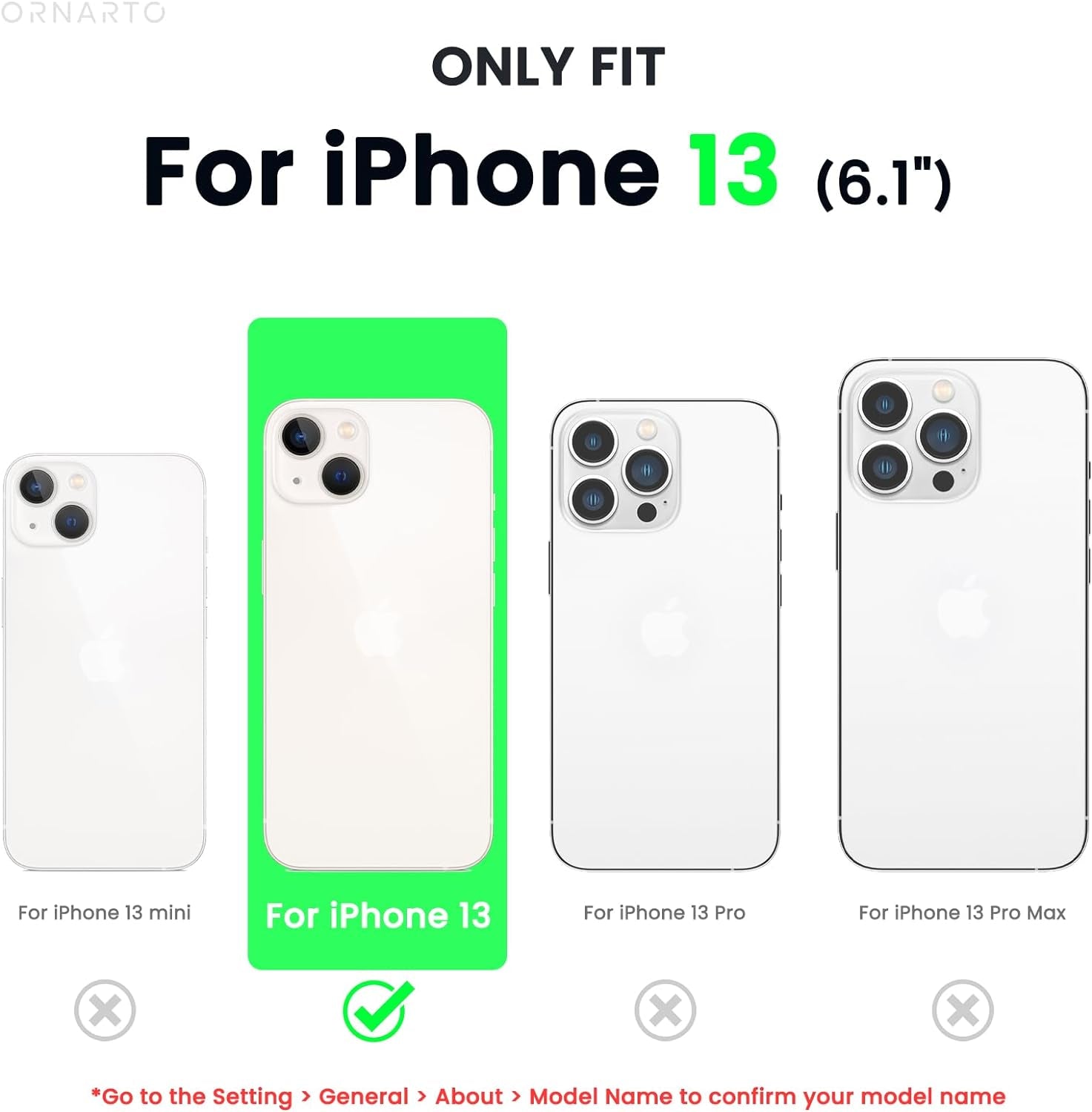 ORNARTO Black Shockproof Liquid Silicone Case for iPhone 13 - Ultimate Drop Protection & Stylish Design (6.1 Inch)