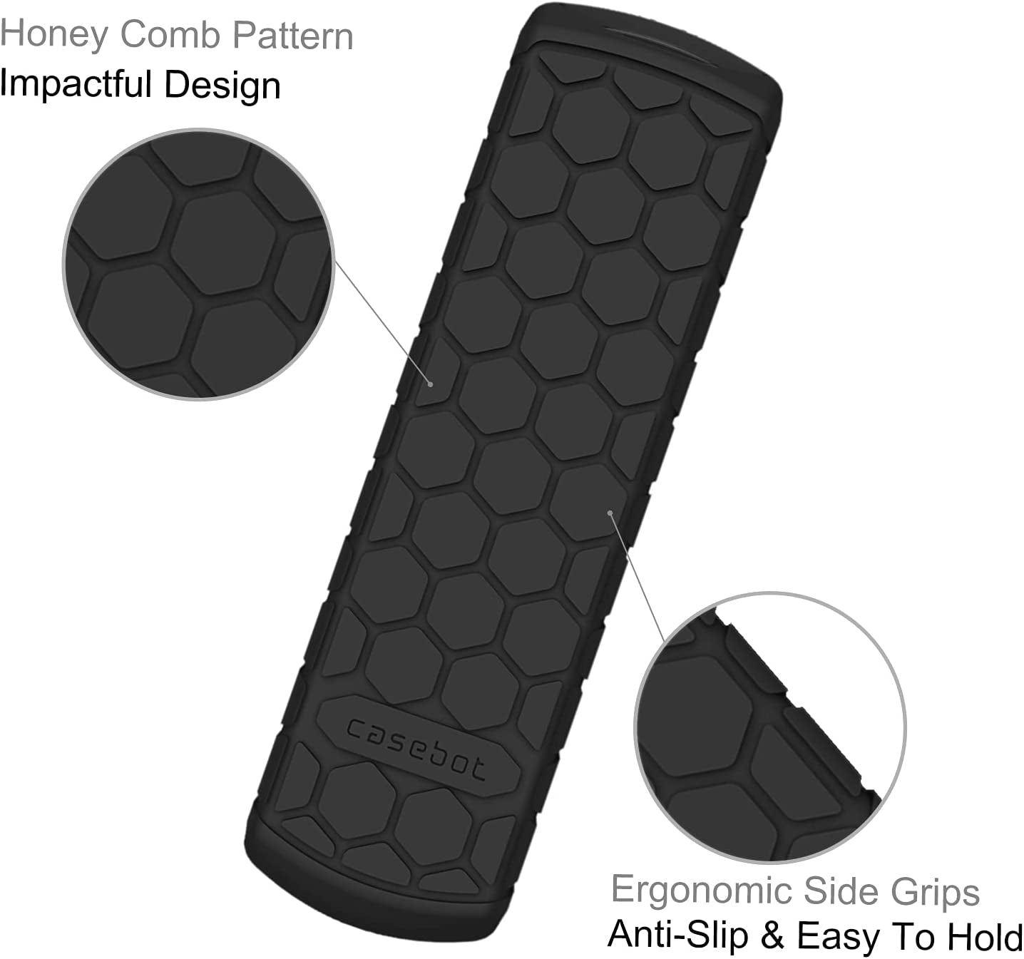 Casebot Premium Anti-Slip Silicone Remote Cover for Fire TV Stick HD/4K/Max & Alexa Voice Remote - Shockproof Protection, Black