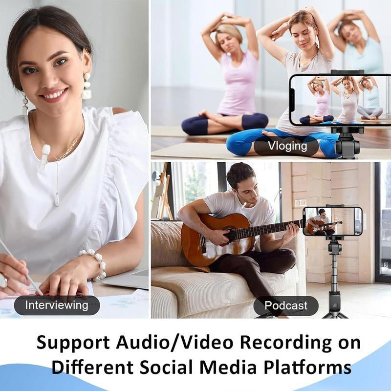 Professional Wireless Lavalier Microphone, USB Rechargeable Mini Wireless Microphone, Plug-Play Lapel Mic for Video Recording, Teaching, Interviews, Podcast Equipment, Gifts for Mums Microfono Minimic C Interface Black Mini Microphone