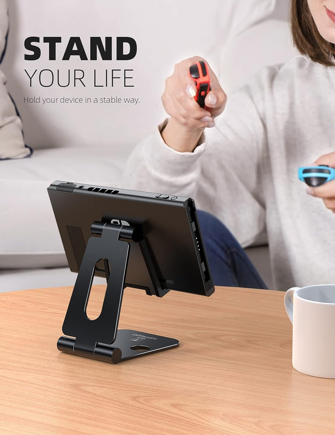 Lamicall Adjustable Phone & Tablet Stand - Versatile Foldable Dock for iPad, Switch & Smartphones (4-10 inches)