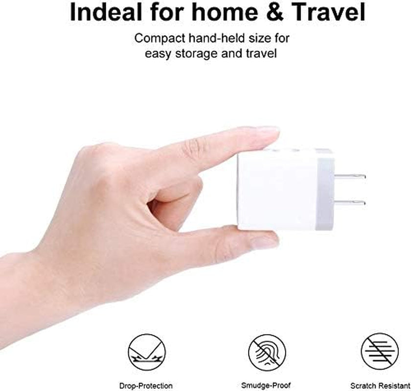 Sicodo 3-Pack Fast Charging USB Wall Charger Adapter - 3.1A Power for iPhone, Samsung Galaxy, and Google Devices