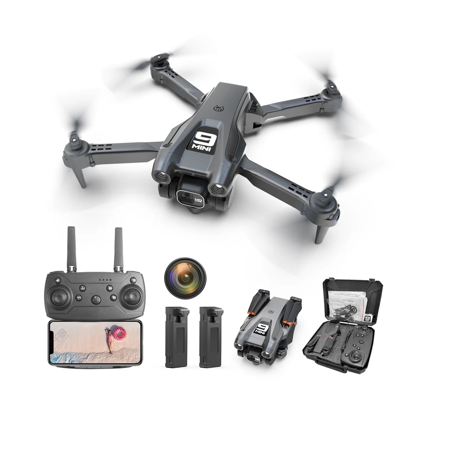RC Drone with HD Camera, Foldable Quadcopter, Dual Batteries, 30-Min Flight, Altitude Hold, Gesture Control
