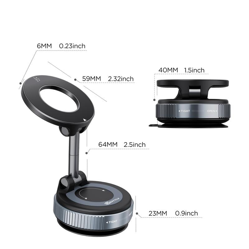 MSXTTLY Upgraded Vacuum Magnetic Car Phone Holder, Suction Cup 360° Rotating, Portable Stand for Car/Home/Office, Fit for All Iphone Iphone 11 and Above