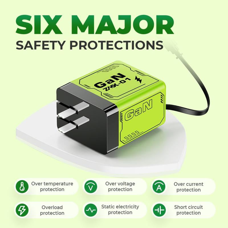 4 1 Charging Cable 120W Gan Charger Fast Charging,Retractable Phone Charger Wall Plug with Lightening and Type-C Cables,For Iphone16/15/14/13/12/11 Series, Galaxy S25 24,Android and More Smartphone Cellphone Electronic Chargers