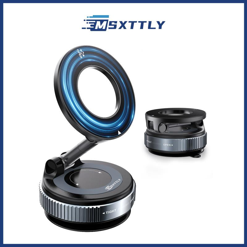 MSXTTLY Upgraded Vacuum Magnetic Car Phone Holder, Suction Cup 360° Rotating, Portable Stand for Car/Home/Office, Fit for All Iphone Iphone 11 and Above