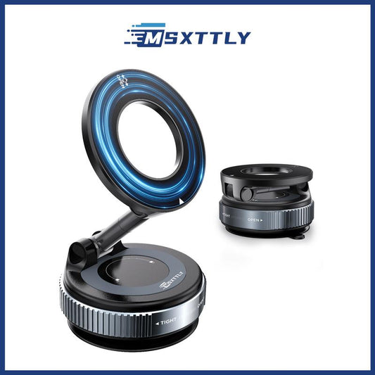 MSXTTLY Upgraded Vacuum Magnetic Car Phone Holder, Suction Cup 360° Rotating, Portable Stand for Car/Home/Office, Fit for All Iphone Iphone 11 and Above