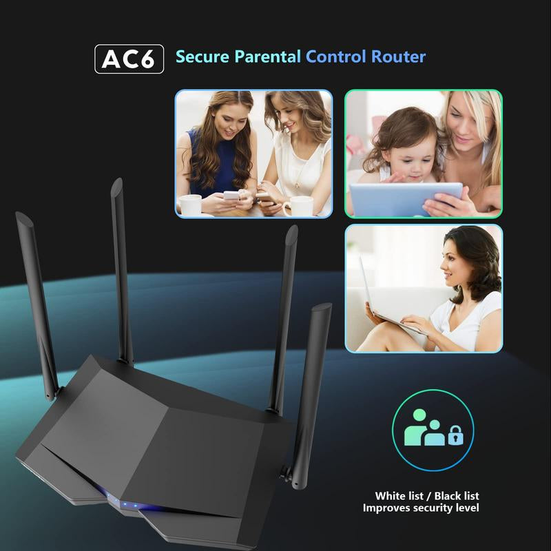 Tenda AC1200 Smart Wifi Gaming Router, High Speed Dual Band Wireless Internet Router for Home with Smart APP, 4 X 100 Mbps Fast Ethernet Ports, Easy Setup -Supports Guest Wifi, Access Point Mode, Ipv6 and Parental Controls(Ac6)