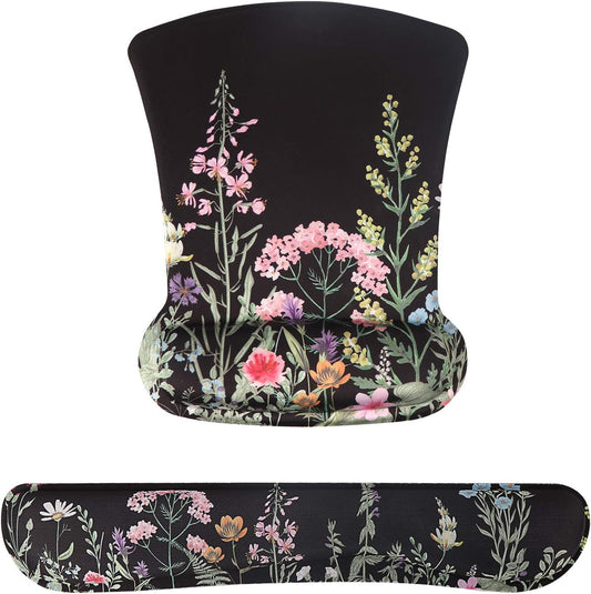 Enhance Comfort with Icasso Memory Foam Mouse Pad and Keyboard Wrist Rest - Relieve Wrist Pain for Effortless Typing (B-Weeds)