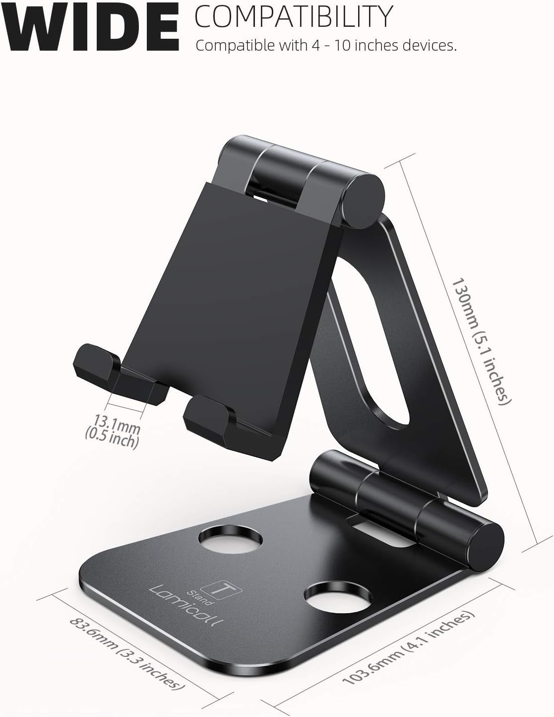 Lamicall Adjustable Phone & Tablet Stand - Versatile Foldable Dock for iPad, Switch & Smartphones (4-10 inches)