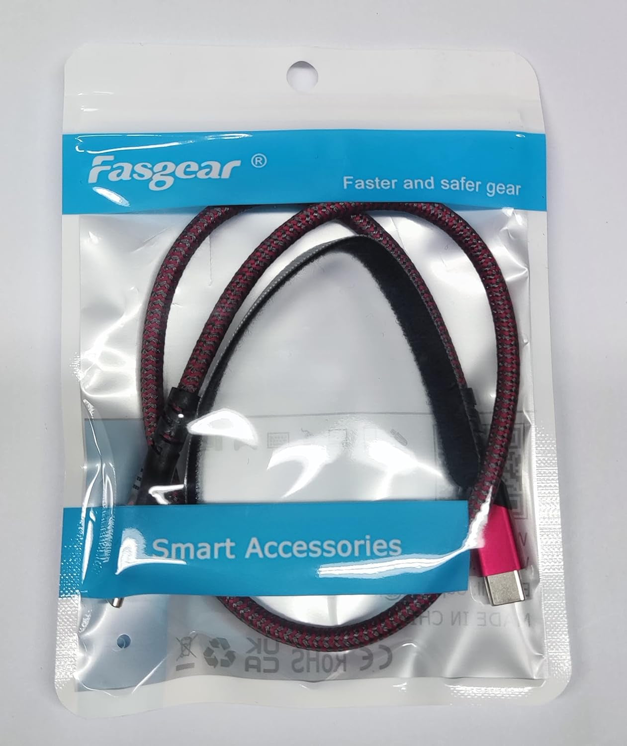 Fasgear 1.6Ft USB C to USB C Cable - 100W Fast Charging, 10Gbps USB 3.1 Gen 2, 5A Power Delivery, E-Marker Chip - Compatible with Macbook, Galaxy S21, iPad Air, Pixel 5/4/XL, Red