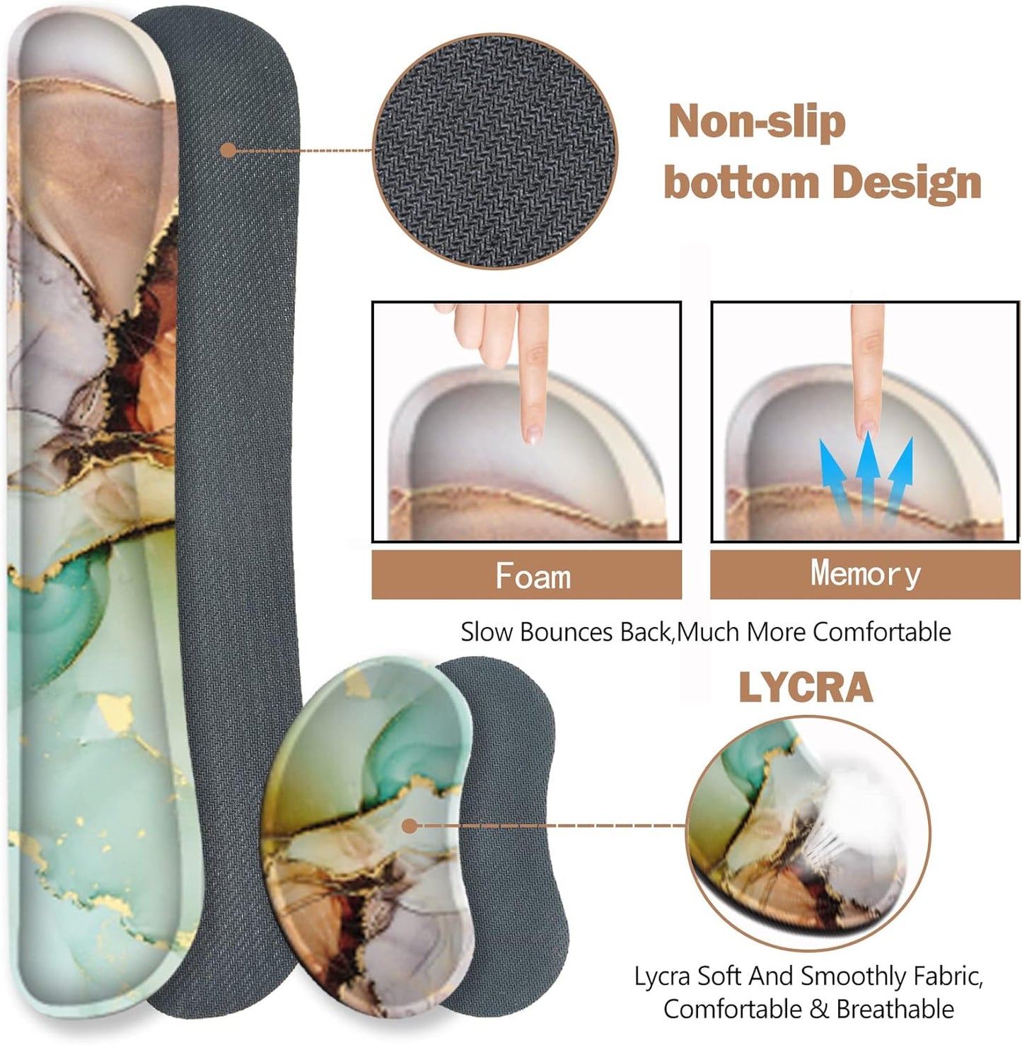 ARCTSO Extra Large Gaming Mouse Pad & Wrist Support Set - Premium Memory Foam, Non-Slip Base, Stylish Abstract Marble Design for Ultimate Comfort & Performance