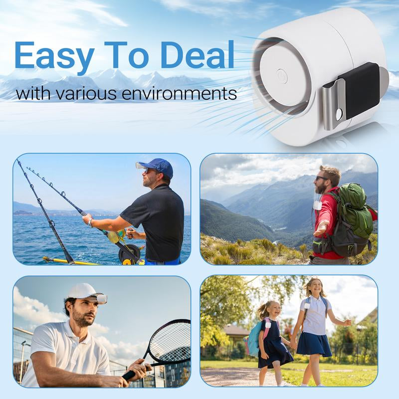 Portable Clip Mini Fan, 1600Mah Battery ,Turbo Handheld Cooling Fan Wearable Cooling Hat/Shirt/Belt Fan,Adjustable 3 Speed USB Rechargeable for Home Outdoor Camping Fishing (Summer Gift)