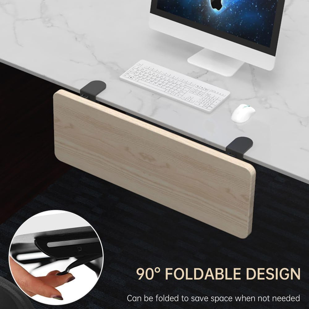 OUGIC Ergonomic Desk Extension Tray - 75x24cm Clamp-On Keyboard Drawer & Armrest Stand