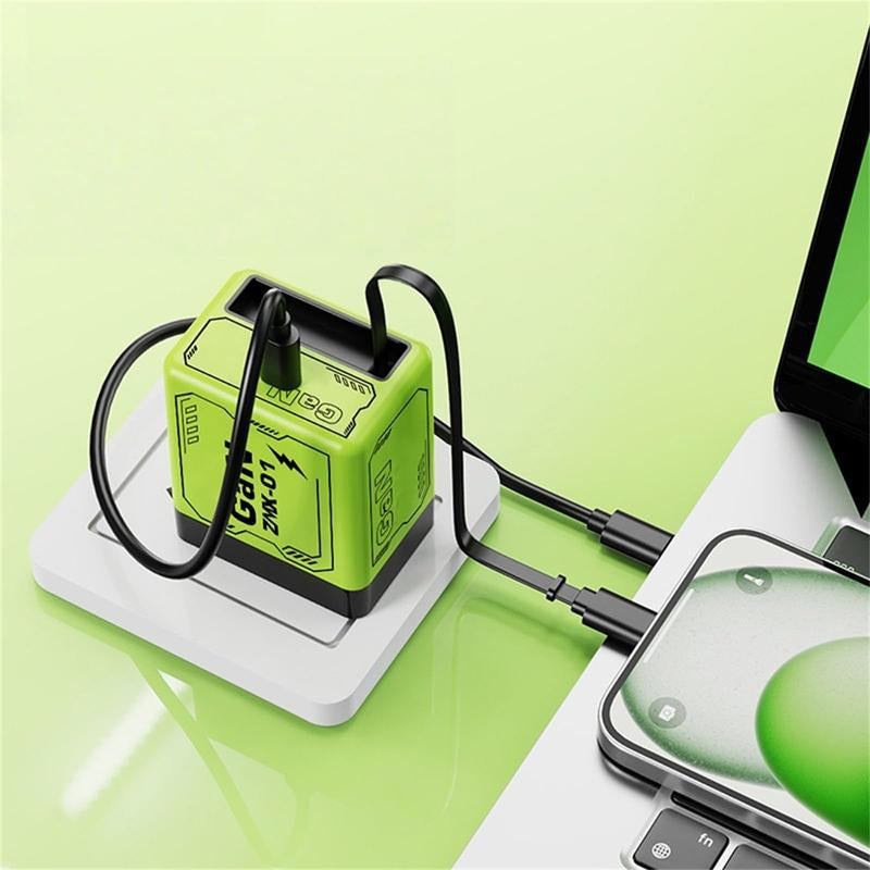 4 1 Charging Cable 120W Gan Charger Fast Charging,Retractable Phone Charger Wall Plug with Lightening and Type-C Cables,For Iphone16/15/14/13/12/11 Series, Galaxy S25 24,Android and More Smartphone Cellphone Electronic Chargers