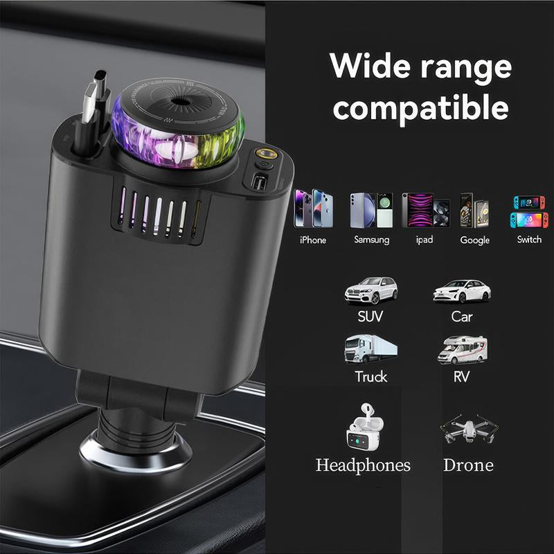 Retractable Car Charger USB C Fast Charging 120W, Caraccessories Cigarette Lighter Adapter with Aromatherapystarlight/Air Freshener , Car Charger Iphone16 15 14 13 12 11 Essentials Giftfor Travelers, Men, Women