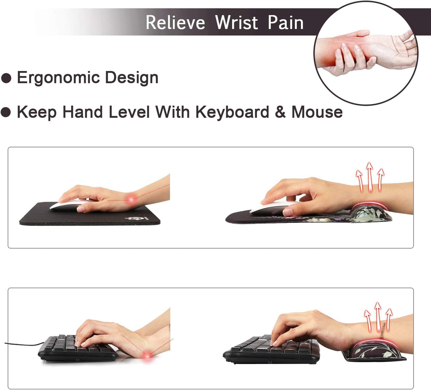 Enhance Comfort with Icasso Memory Foam Mouse Pad and Keyboard Wrist Rest - Relieve Wrist Pain for Effortless Typing (B-Weeds)