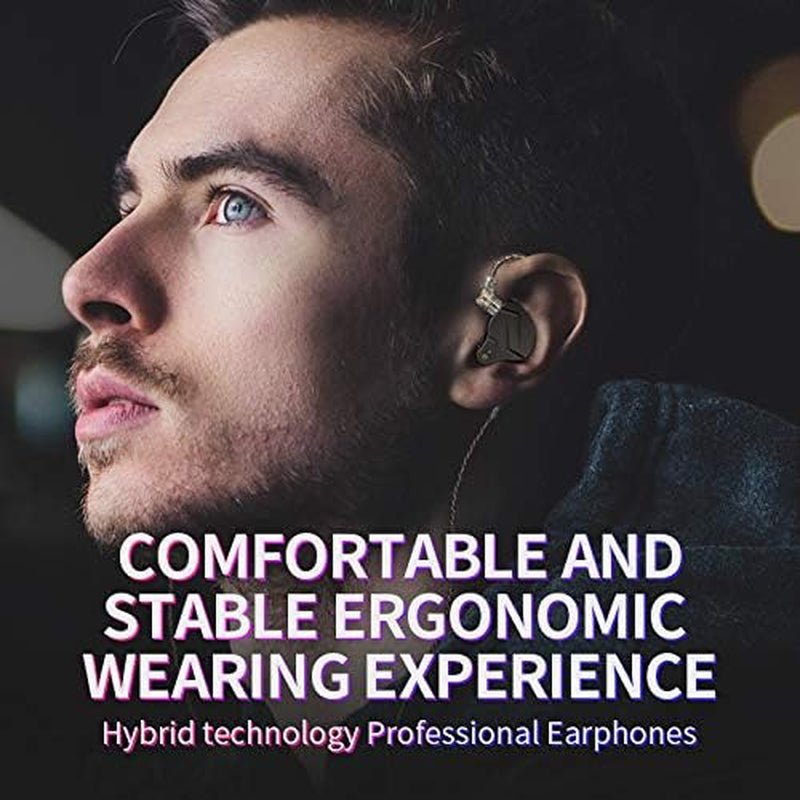 Linsoul KZ ZSN Pro Hybrid Metal Earphones - Dual Driver 1BA+1DD HiFi In-Ear Monitors with Detachable 2Pin Cable (Black)